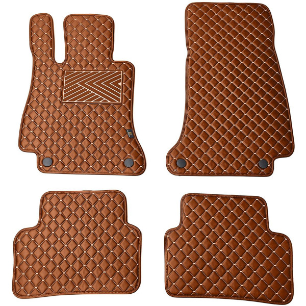 Fußmatten aus Kunstleder QuiltyMats MERCEDES-BENZ E-class W213 2016-2023 (Braun / braune nähte)