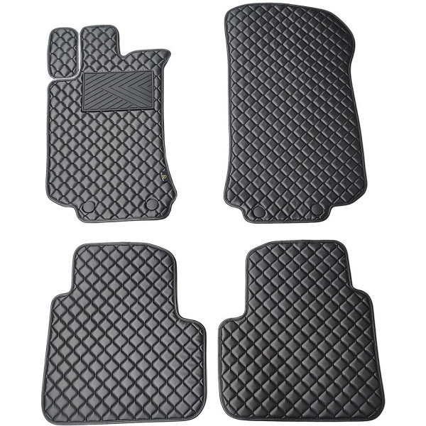 Fußmatten aus Kunstleder QuiltyMats MERCEDES-BENZ R-class W251 2005-2015 (Schwarz / schwarze nähte)
