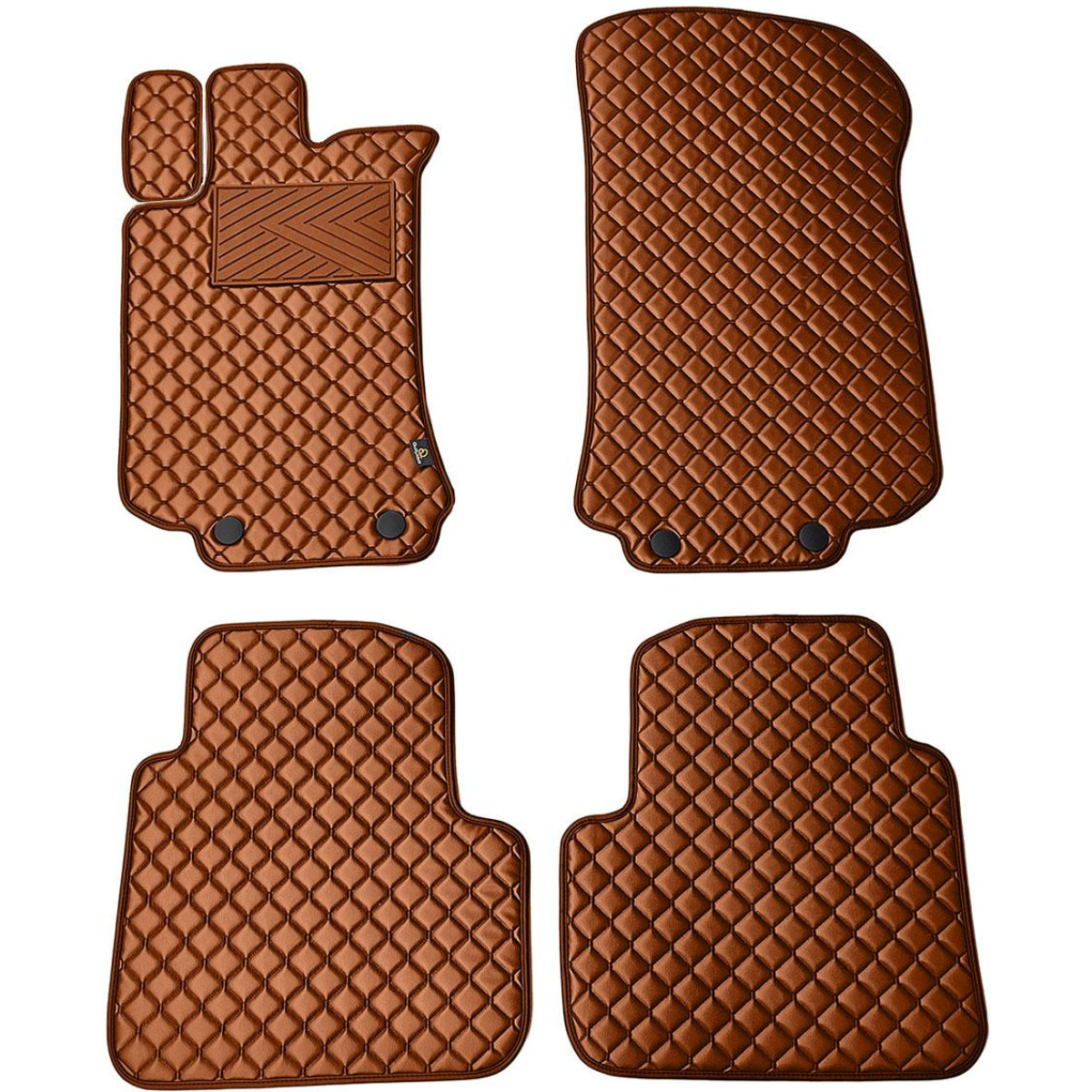 Fußmatten aus Kunstleder QuiltyMats MERCEDES-BENZ R-class W251 2005-2015 (Braun / braune nähte)