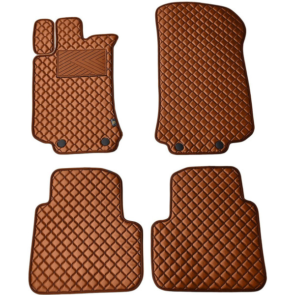 Fußmatten aus Kunstleder QuiltyMats MERCEDES-BENZ R-class W251 2005-2015 (Braun / braune nähte)