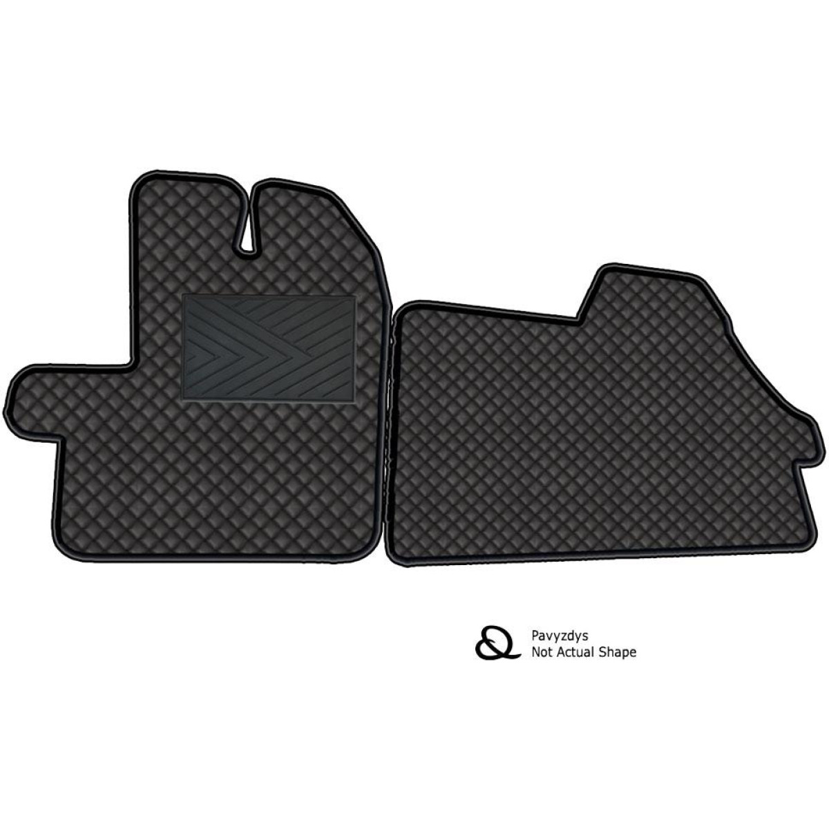 Fußmatten aus Kunstleder QuiltyMats VOLKSWAGEN CRAFTER seit 2017 (3 sitzer) (Schwarz / schwarze nähte)