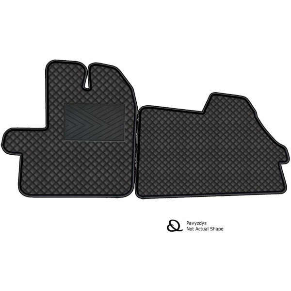 Fußmatten aus Kunstleder QuiltyMats VOLKSWAGEN CRAFTER seit 2017 (3 sitzer) (Schwarz / schwarze nähte)