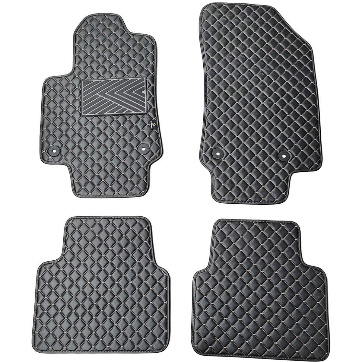 Fußmatten aus Kunstleder QuiltyMats OPEL CROSSLAND X 2017-2024 (Schwarz / graue nähte)