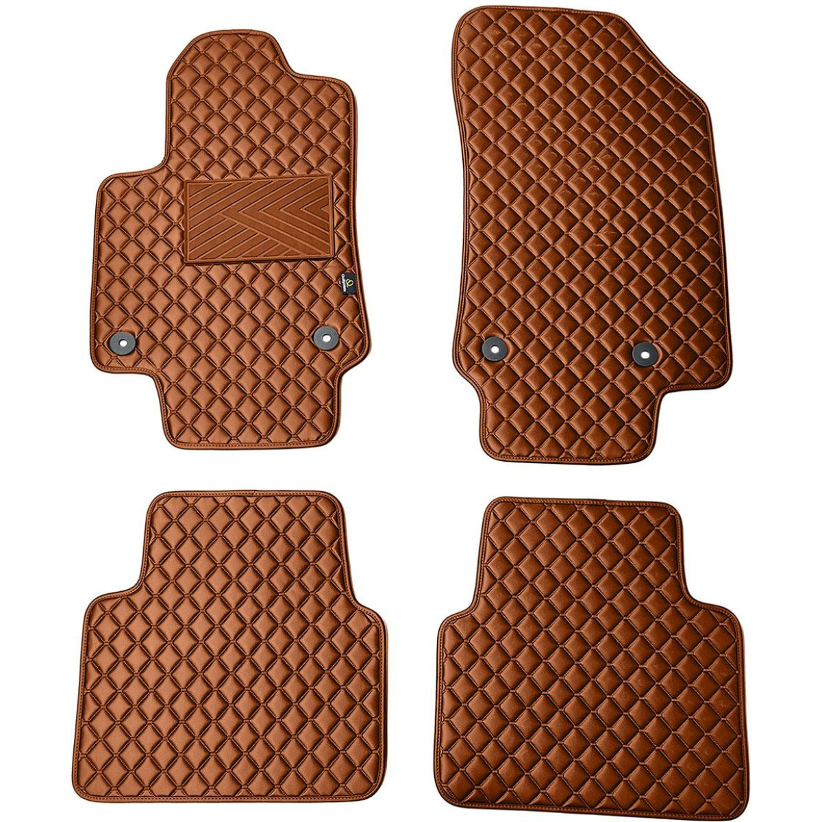 Fußmatten aus Kunstleder QuiltyMats OPEL CROSSLAND X 2017-2024 (Braun / braune nähte)