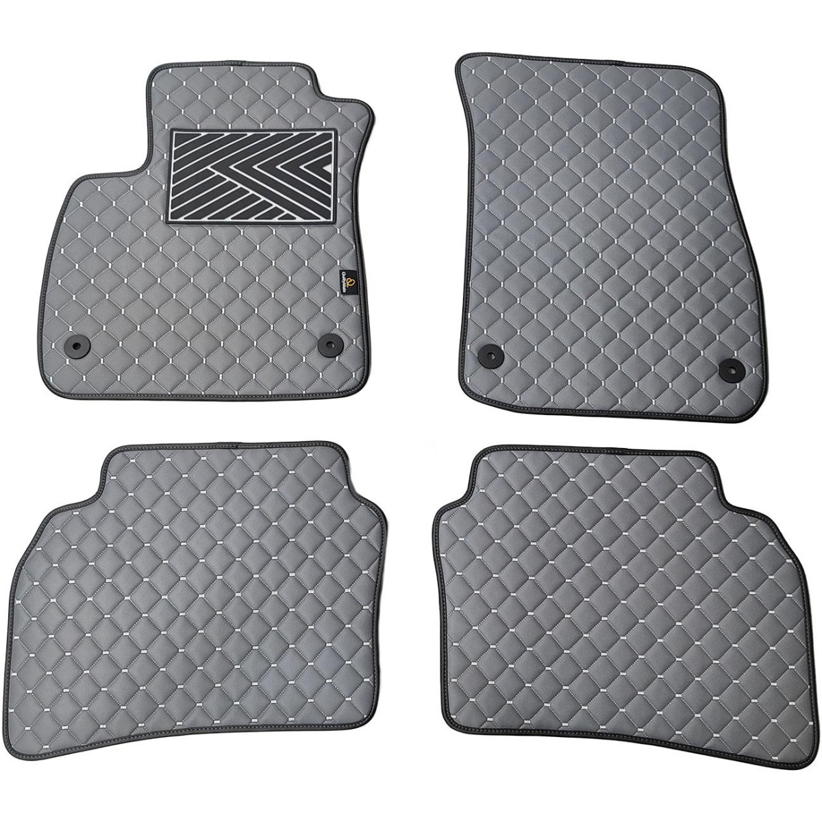 Fußmatten aus Kunstleder QuiltyMats OPEL INSIGNIA 2017-2022 (Grau / graue nähte)