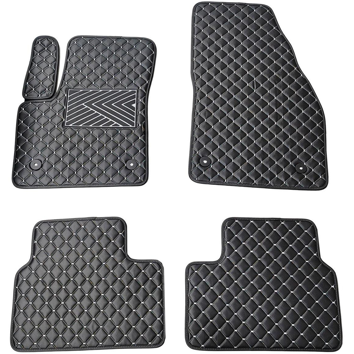 Fußmatten aus Kunstleder QuiltyMats OPEL MERIVA 2010-2017 (B) (Schwarz / graue nähte)