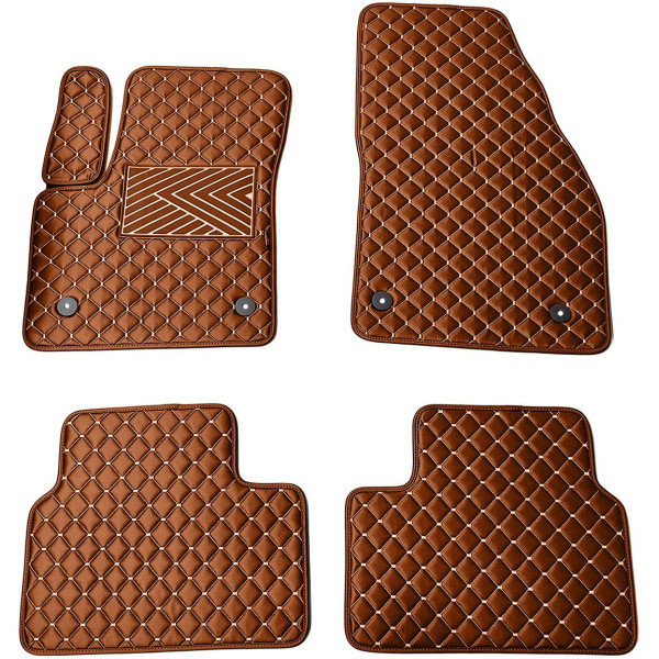 Fußmatten aus Kunstleder QuiltyMats OPEL MERIVA 2010-2017 (B) (Braun / braune nähte)