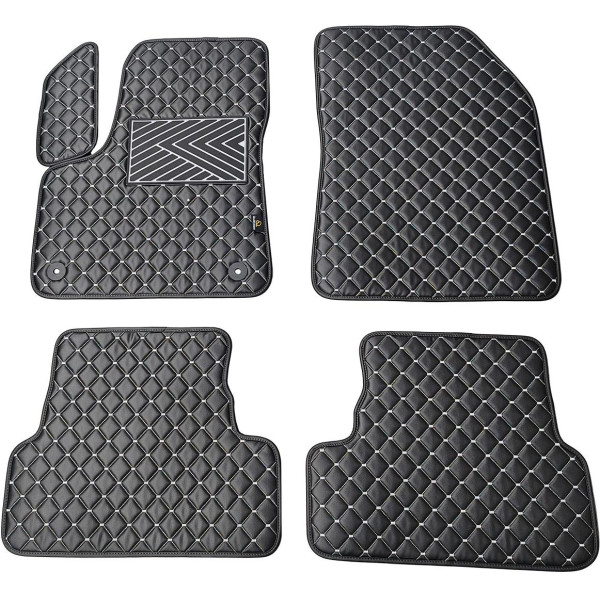 Fußmatten aus Kunstleder QuiltyMats PEUGEOT 3008 2017-2024 (Schwarz / graue nähte)