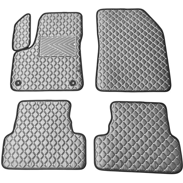 Fußmatten aus Kunstleder QuiltyMats PEUGEOT 3008 2017-2024 (Grau / graue nähte)
