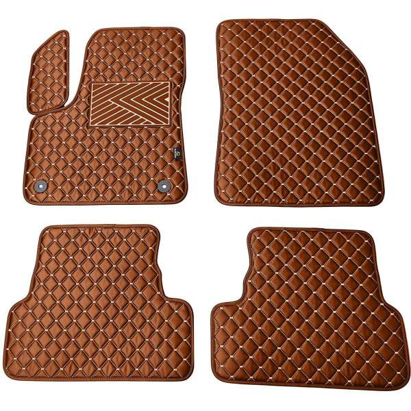 Fußmatten aus Kunstleder QuiltyMats PEUGEOT 3008 2017-2024 (Braun / braune nähte)