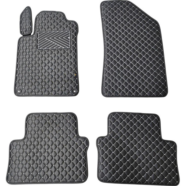 Fußmatten aus Kunstleder QuiltyMats PEUGEOT 508 2011-2018 (Schwarz / graue nähte)