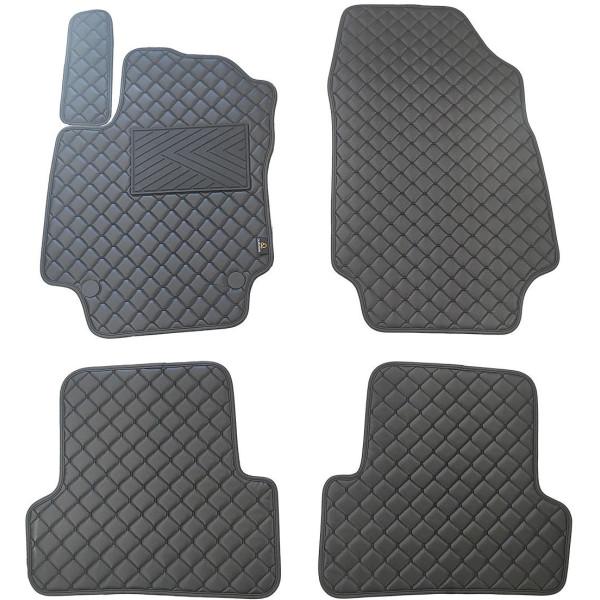 Fußmatten aus Kunstleder QuiltyMats RENAULT CAPTUR 2013-2018 (Schwarz / schwarze nähte)