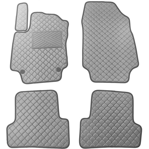 Fußmatten aus Kunstleder QuiltyMats RENAULT CAPTUR 2013-2018 (Grau / graue nähte)