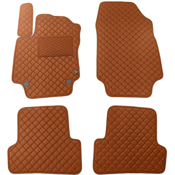 Fußmatten aus Kunstleder QuiltyMats RENAULT CAPTUR 2013-2018 (Braun / braune nähte)