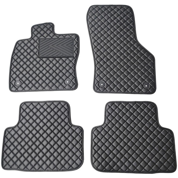 Fußmatten aus Kunstleder QuiltyMats SKODA OCTAVIA 2013-2020 (Schwarz / schwarze nähte)