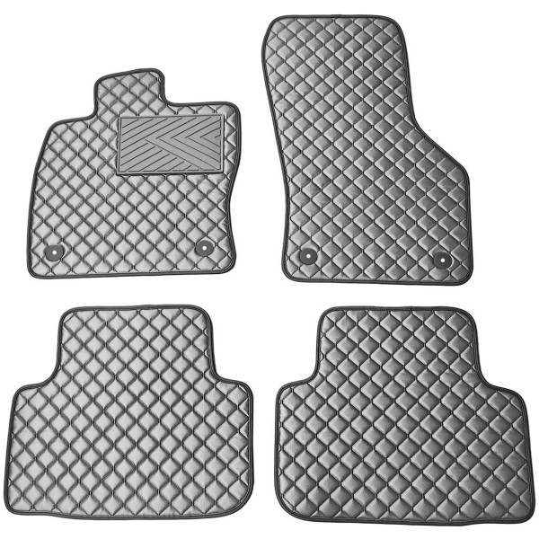 Fußmatten aus Kunstleder QuiltyMats SKODA OCTAVIA seit 2020 (Grau / graue nähte)