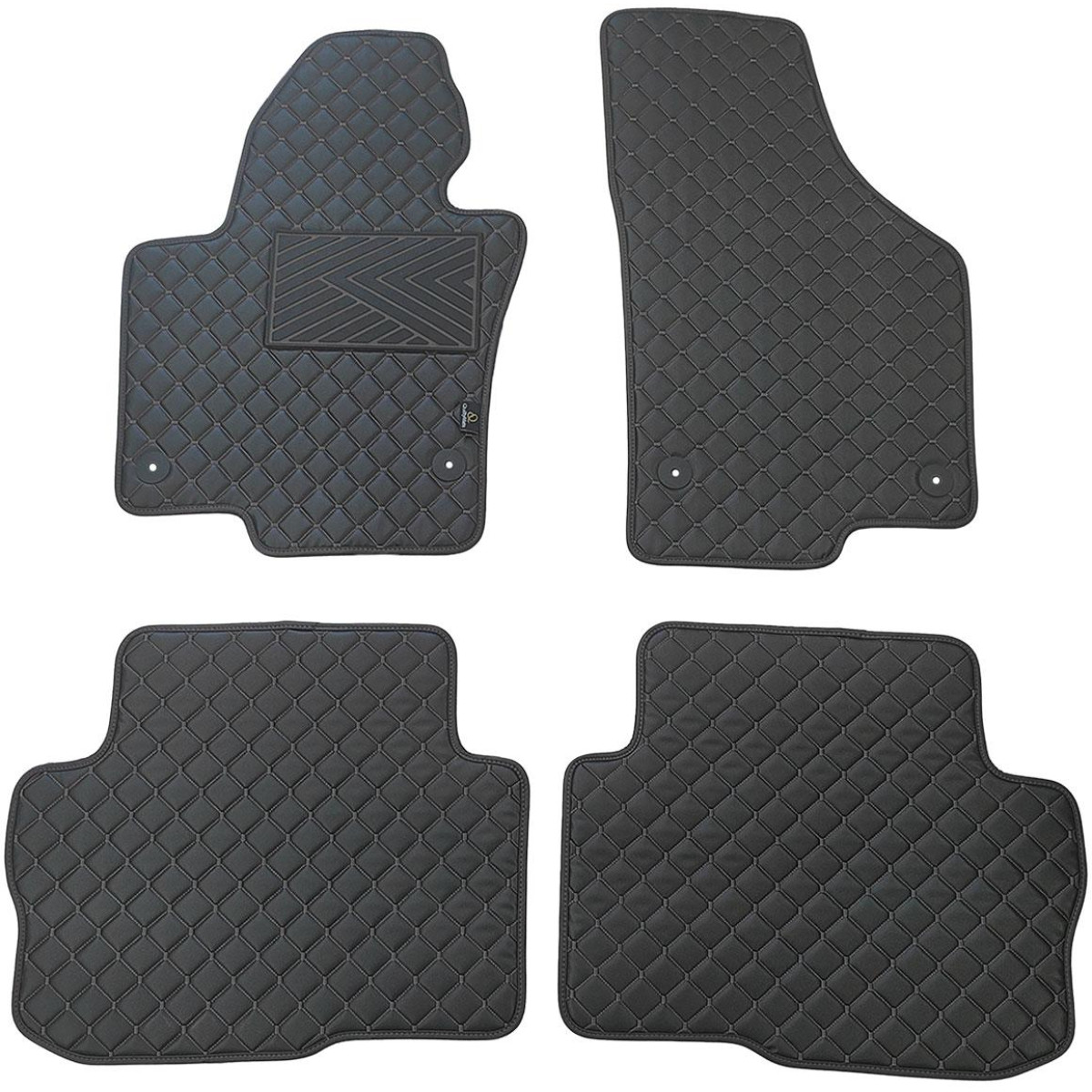 Fußmatten aus Kunstleder QuiltyMats SKODA SUPERB 2008-2015 (Schwarz / schwarze nähte)