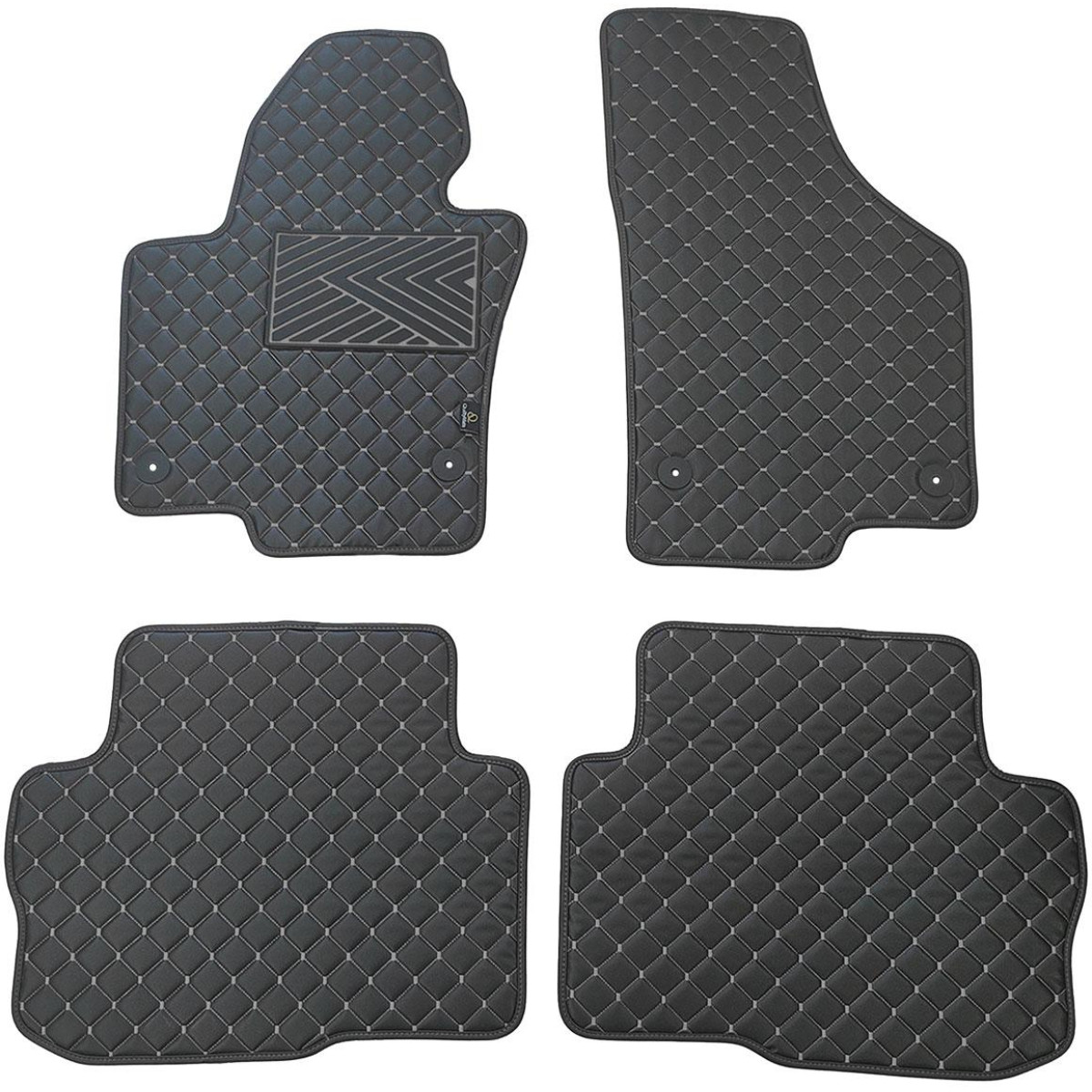 Fußmatten aus Kunstleder QuiltyMats SKODA SUPERB 2008-2015 (Schwarz / graue nähte)