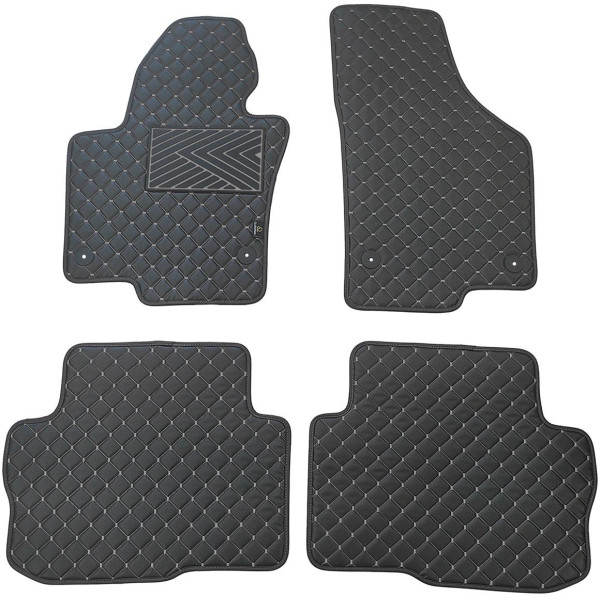 Fußmatten aus Kunstleder QuiltyMats SKODA SUPERB 2008-2015 (Schwarz / graue nähte)