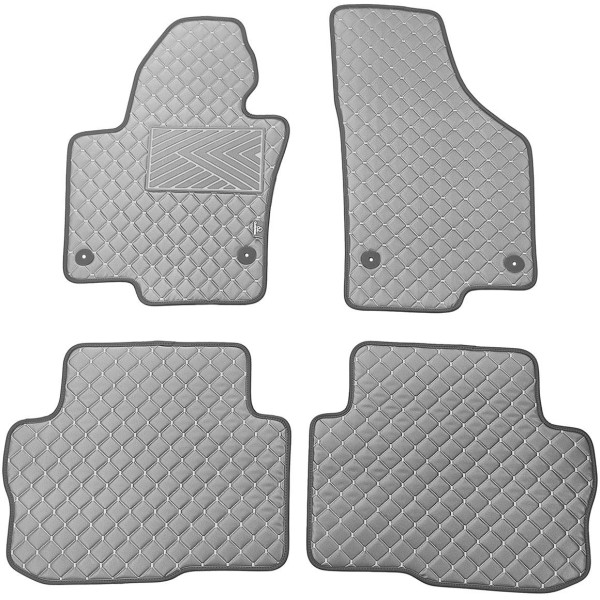 Fußmatten aus Kunstleder QuiltyMats SKODA SUPERB 2008-2015 (Grau / graue nähte)