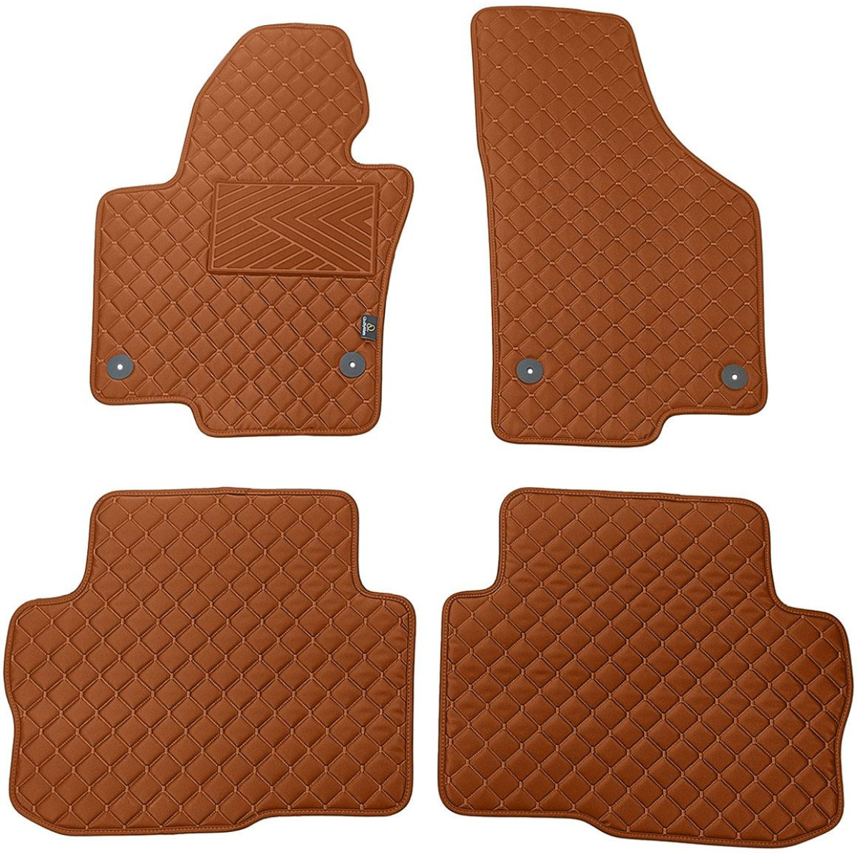 Fußmatten aus Kunstleder QuiltyMats SKODA SUPERB 2008-2015 (Braun / braune nähte)