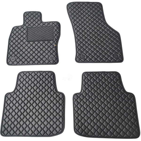 Fußmatten aus Kunstleder QuiltyMats SKODA SUPERB 2015-2023 (Schwarz / schwarze nähte)