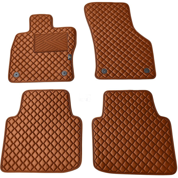 Fußmatten aus Kunstleder QuiltyMats SKODA SUPERB 2015-2023 (Braun / braune nähte)