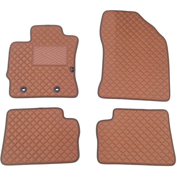 Fußmatten aus Kunstleder QuiltyMats TOYOTA AURIS 2012-2019 (Braun / braune nähte)