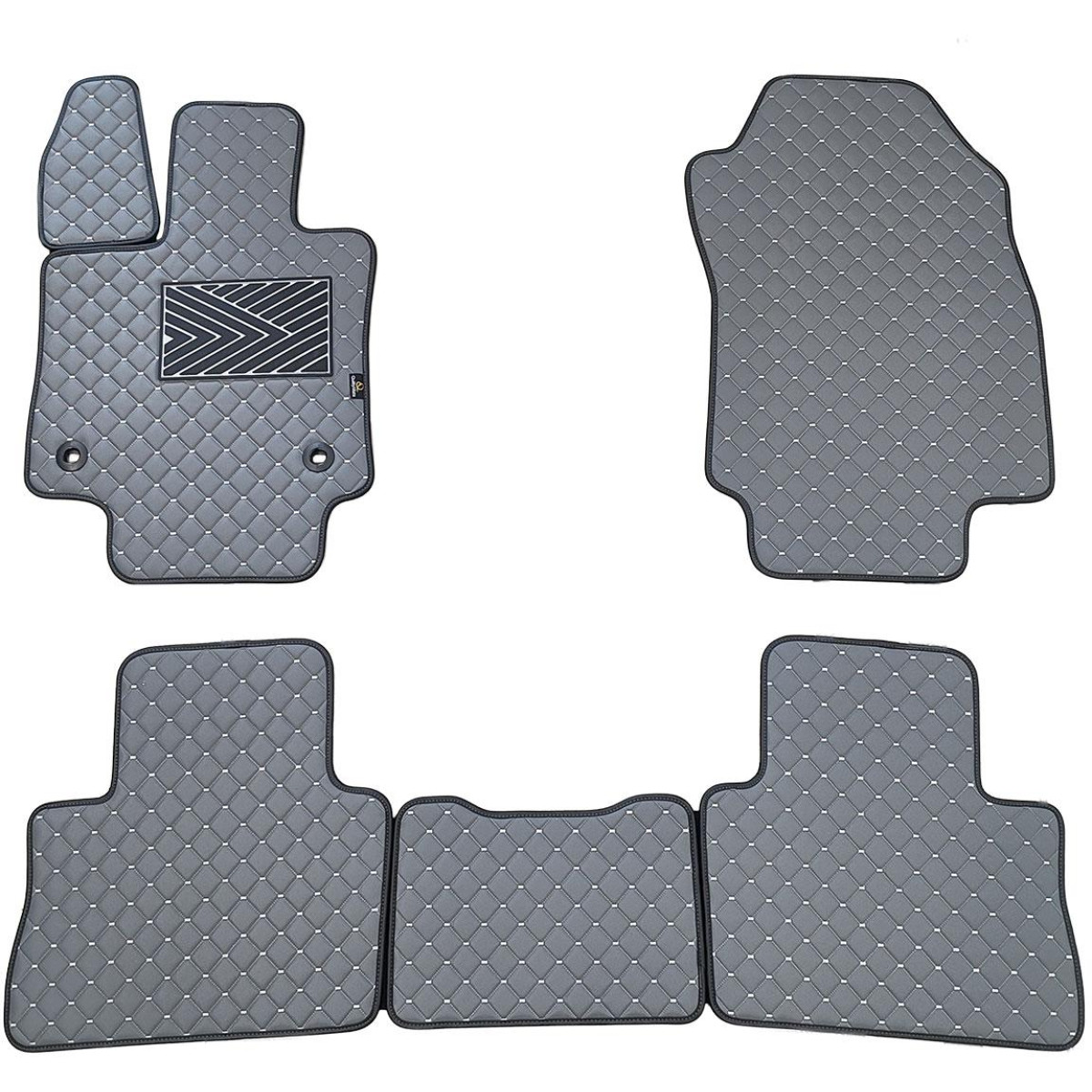 Fußmatten aus Kunstleder QuiltyMats TOYOTA RAV-4 2018-2025 (Hibridas) (Grau / graue nähte)