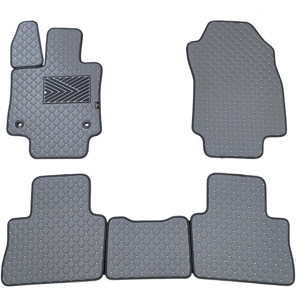 Fußmatten aus Kunstleder QuiltyMats TOYOTA RAV-4 2018-2025 (Hibridas) (Grau / graue nähte)