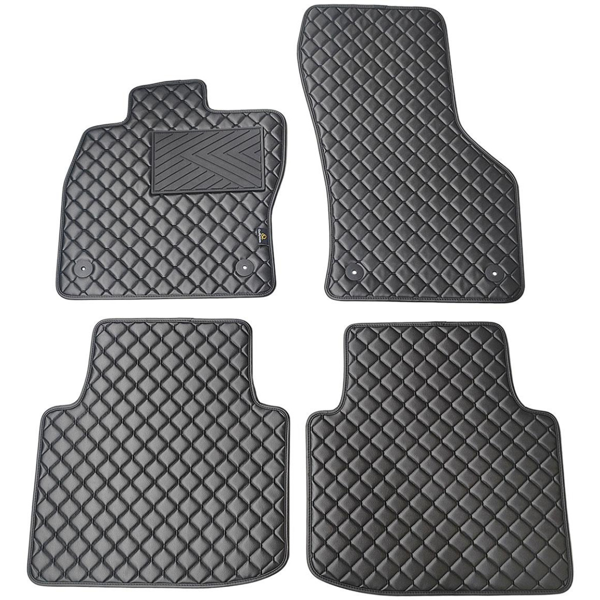 Fußmatten aus Kunstleder QuiltyMats VOLKSWAGEN ARTEON 2017-2023 (Schwarz / schwarze nähte)
