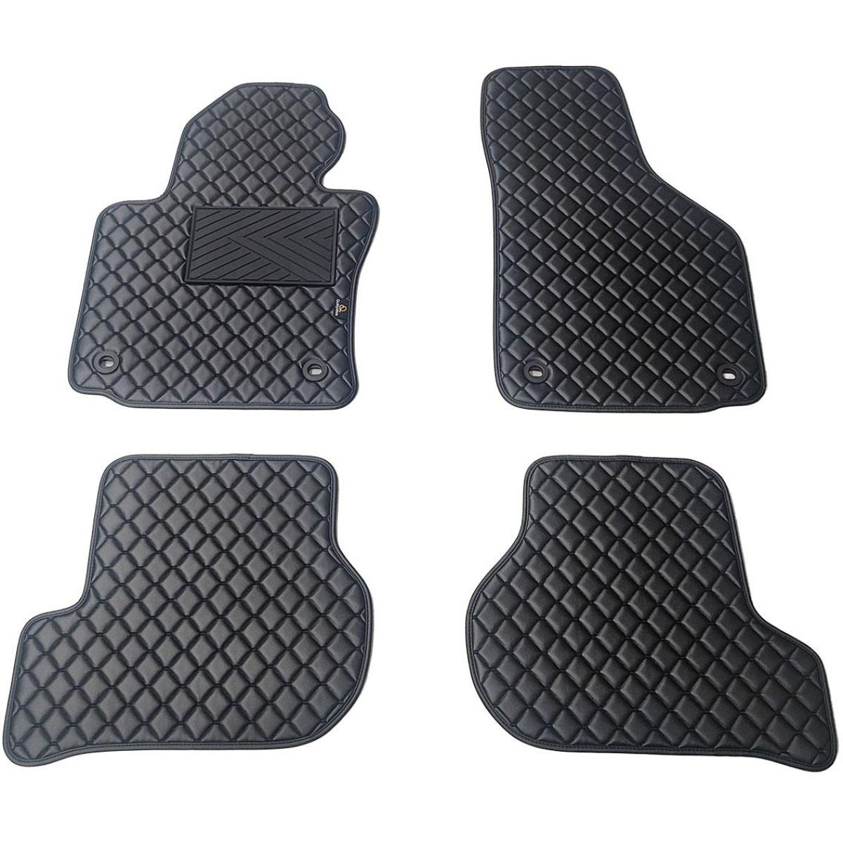 Fußmatten aus Kunstleder QuiltyMats VOLKSWAGEN GOLF 2003-2009 (Schwarz / schwarze nähte)