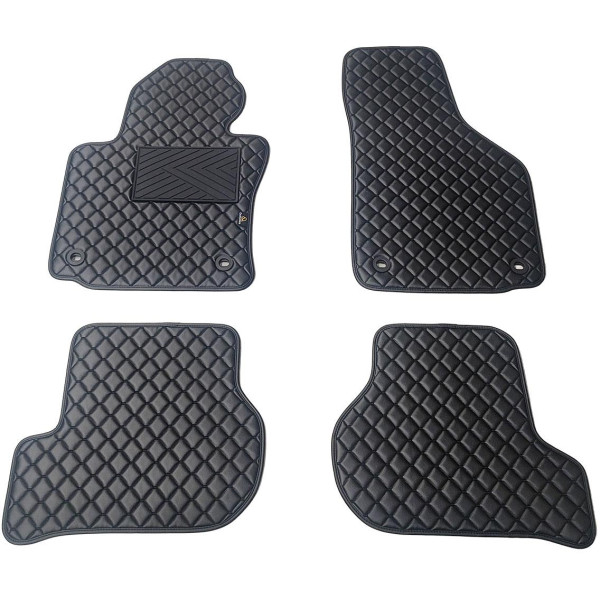 Fußmatten aus Kunstleder QuiltyMats VOLKSWAGEN GOLF 2003-2009 (Schwarz / schwarze nähte)