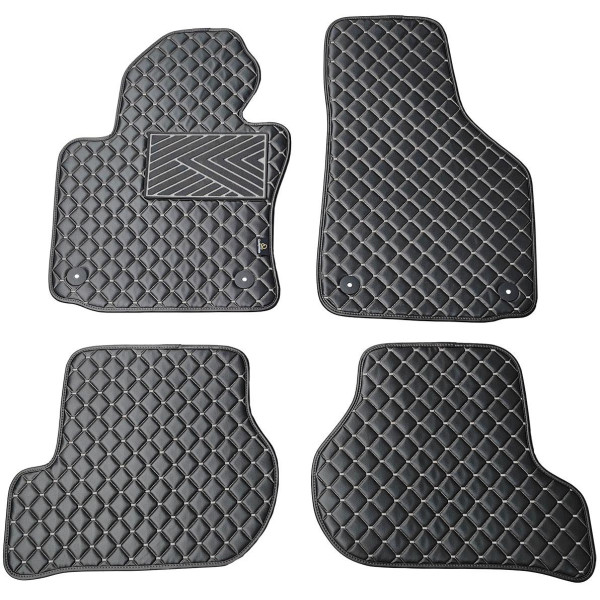 Fußmatten aus Kunstleder QuiltyMats VOLKSWAGEN GOLF 2003-2009 (Schwarz / graue nähte)