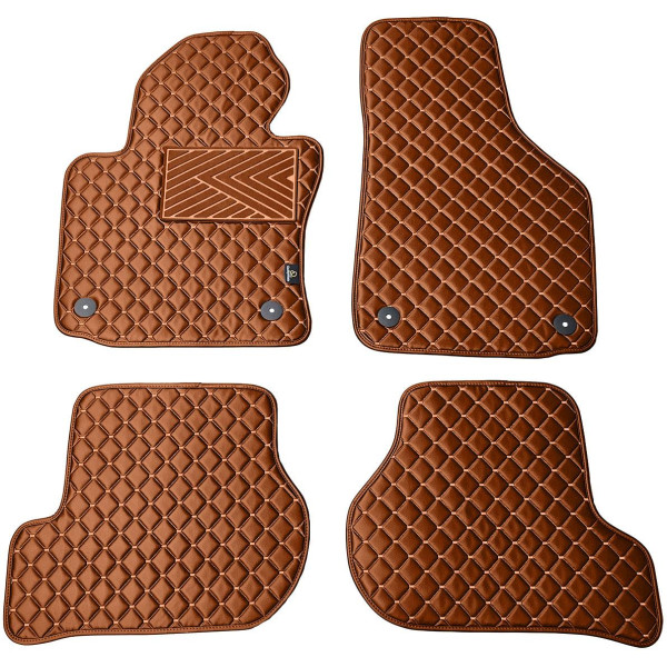 Fußmatten aus Kunstleder QuiltyMats VOLKSWAGEN GOLF 2003-2009 (Braun / braune nähte)