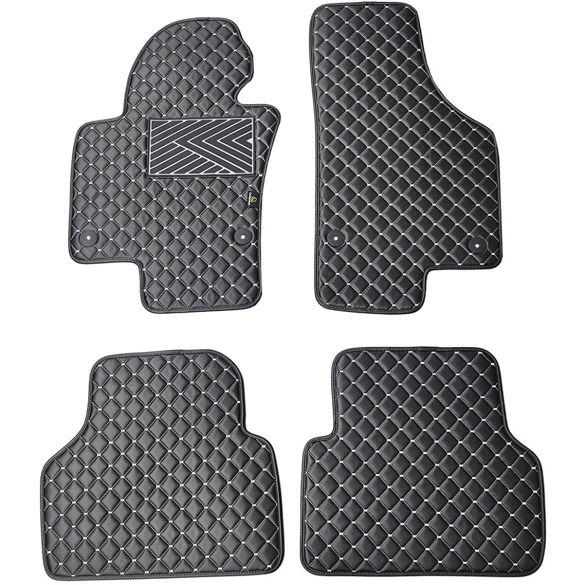 Fußmatten aus Kunstleder QuiltyMats VOLKSWAGEN TIGUAN 2007-2016 (Schwarz / graue nähte)