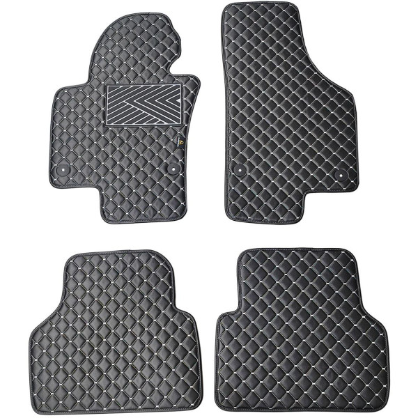 Fußmatten aus Kunstleder QuiltyMats VOLKSWAGEN TIGUAN 2007-2016 (Schwarz / graue nähte)