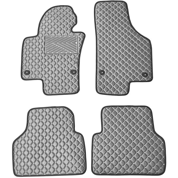 Fußmatten aus Kunstleder QuiltyMats VOLKSWAGEN TIGUAN 2007-2016 (Grau / graue nähte)
