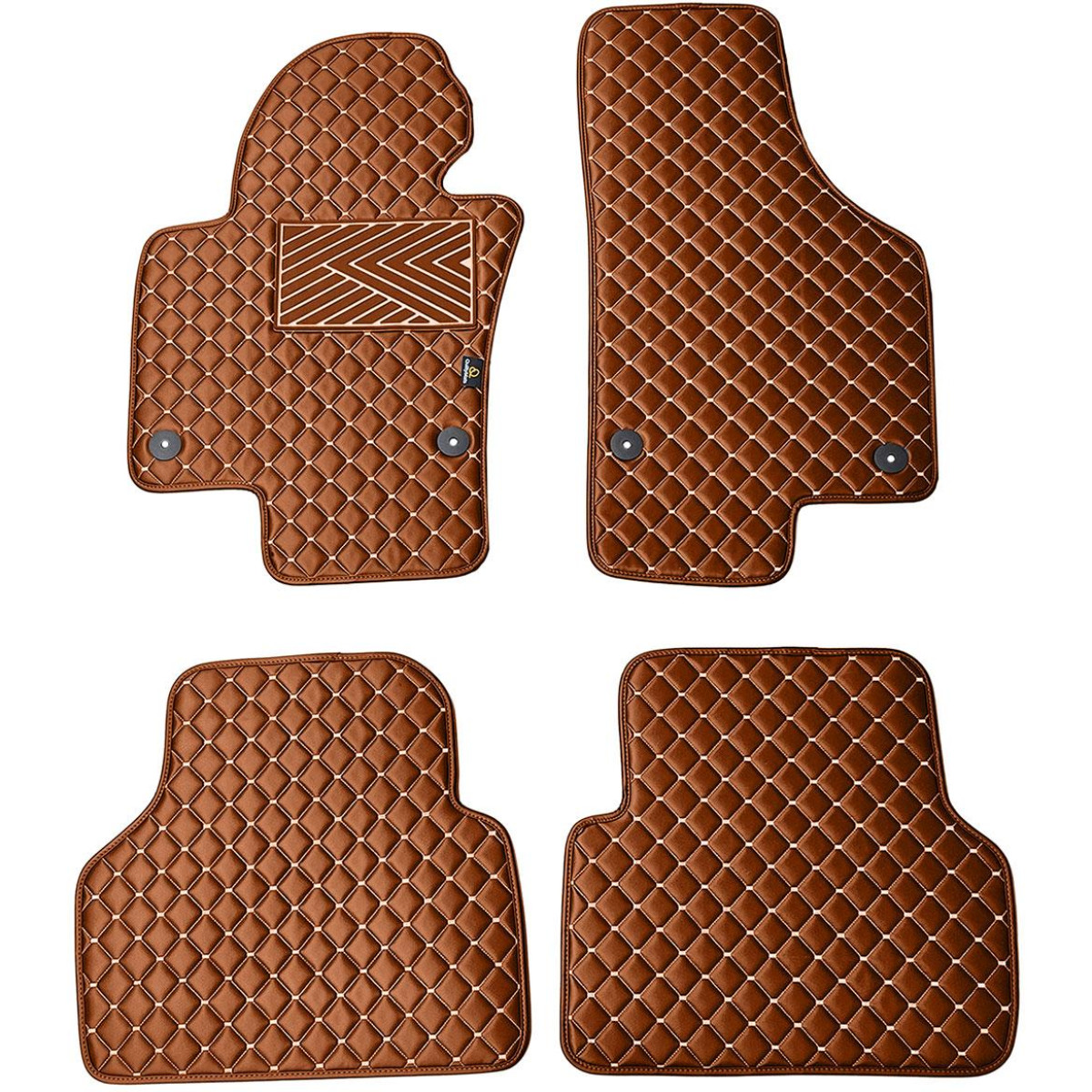 Fußmatten aus Kunstleder QuiltyMats VOLKSWAGEN TIGUAN 2007-2016 (Braun / braune nähte)