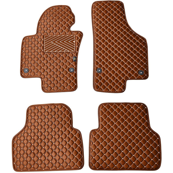 Fußmatten aus Kunstleder QuiltyMats VOLKSWAGEN TIGUAN 2007-2016 (Braun / braune nähte)