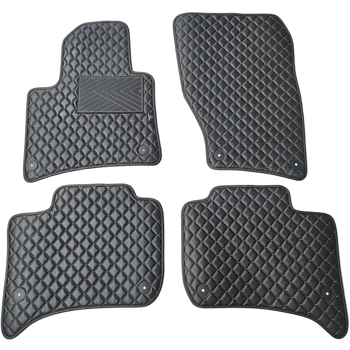 Fußmatten aus Kunstleder QuiltyMats VOLKSWAGEN TOUAREG 2010-2018 (Schwarz / schwarze nähte)