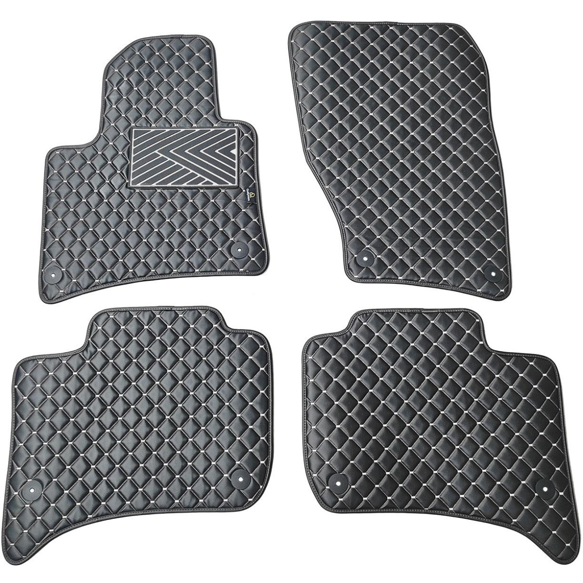 Fußmatten aus Kunstleder QuiltyMats VOLKSWAGEN TOUAREG 2010-2018 (Schwarz / graue nähte)
