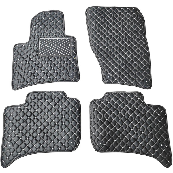 Fußmatten aus Kunstleder QuiltyMats VOLKSWAGEN TOUAREG 2010-2018 (Schwarz / graue nähte)