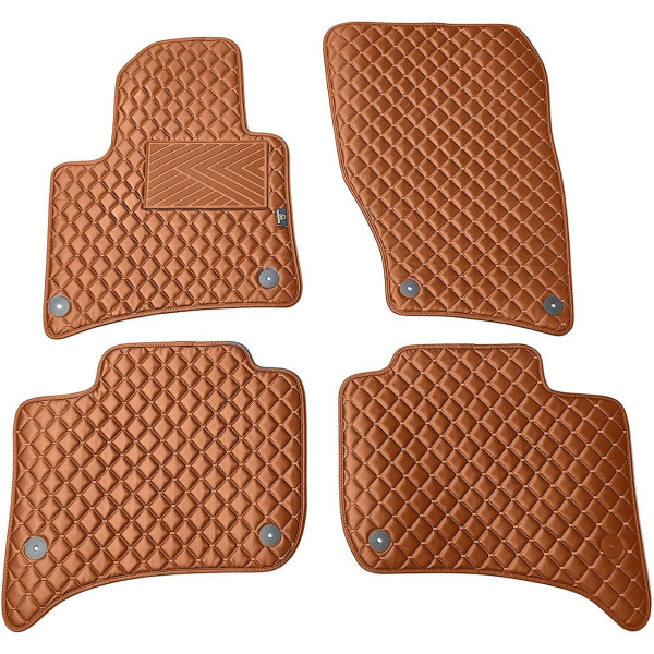 Fußmatten aus Kunstleder QuiltyMats VOLKSWAGEN TOUAREG 2010-2018 (Braun / braune nähte)