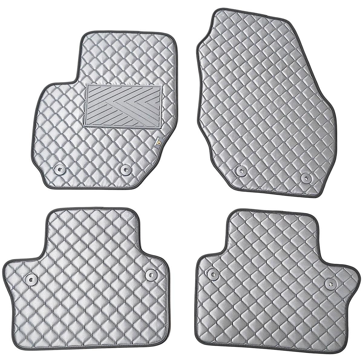 Fußmatten aus Kunstleder QuiltyMats VOLVO S80 2006-2016 (Grau / graue nähte)