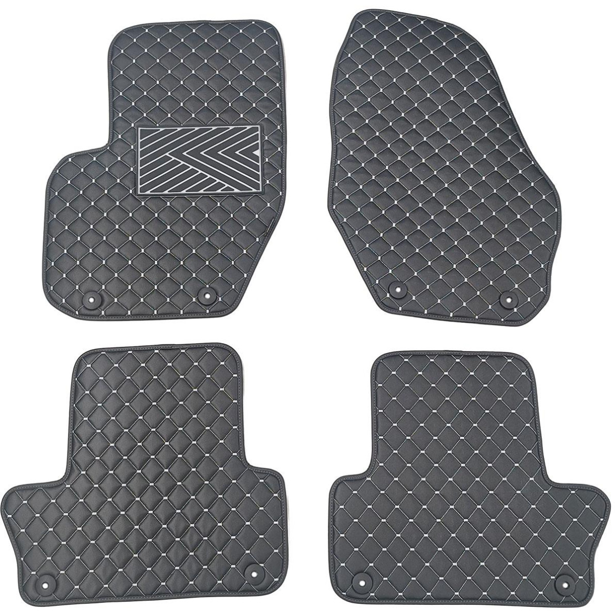 Fußmatten aus Kunstleder QuiltyMats VOLVO XC60 2008-2017 (Schwarz / graue nähte)