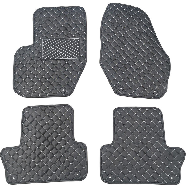 Fußmatten aus Kunstleder QuiltyMats VOLVO XC60 2008-2017 (Schwarz / graue nähte)