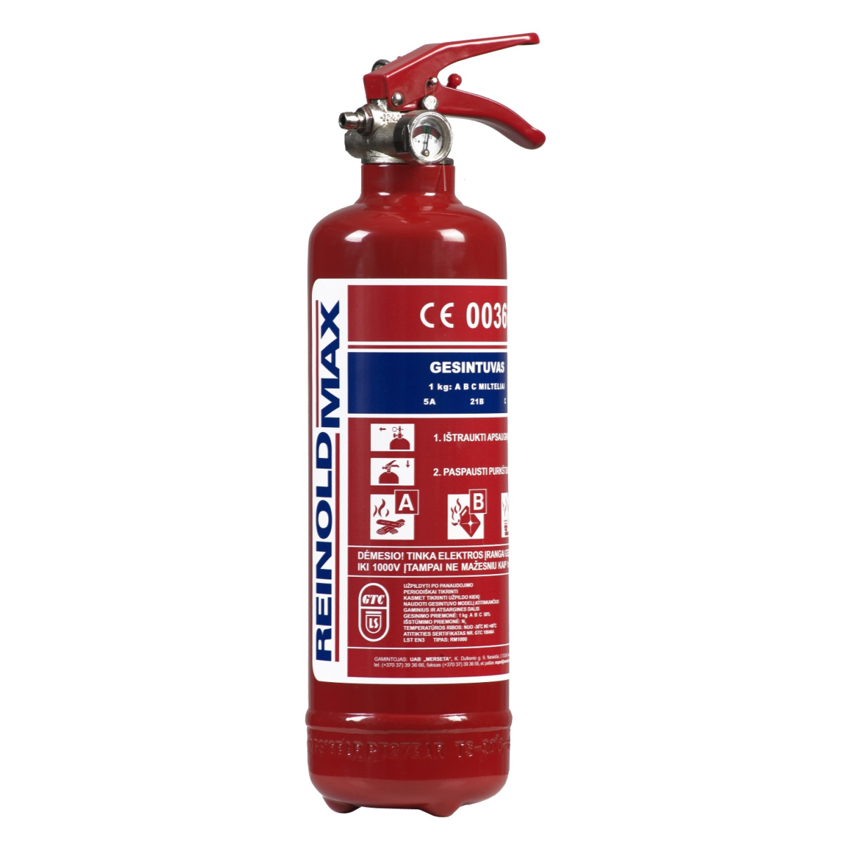 Feuerlöscher 1 kg ABC mit Manometer Reinold Max Feuerlöscher 1 kg ABC mit Manometer Reinold Max