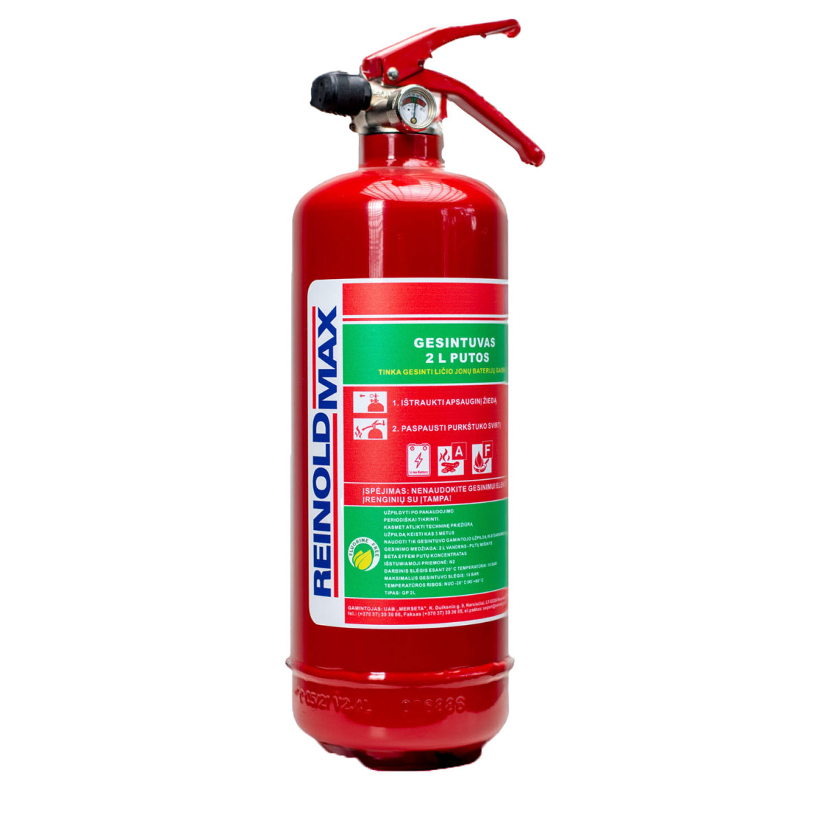 Feuerlöscher für Lithiumbatterien 2L mit Manometer ReinoldMax Feuerlöscher für Lithiumbatterien 2L mit Manometer ReinoldMax