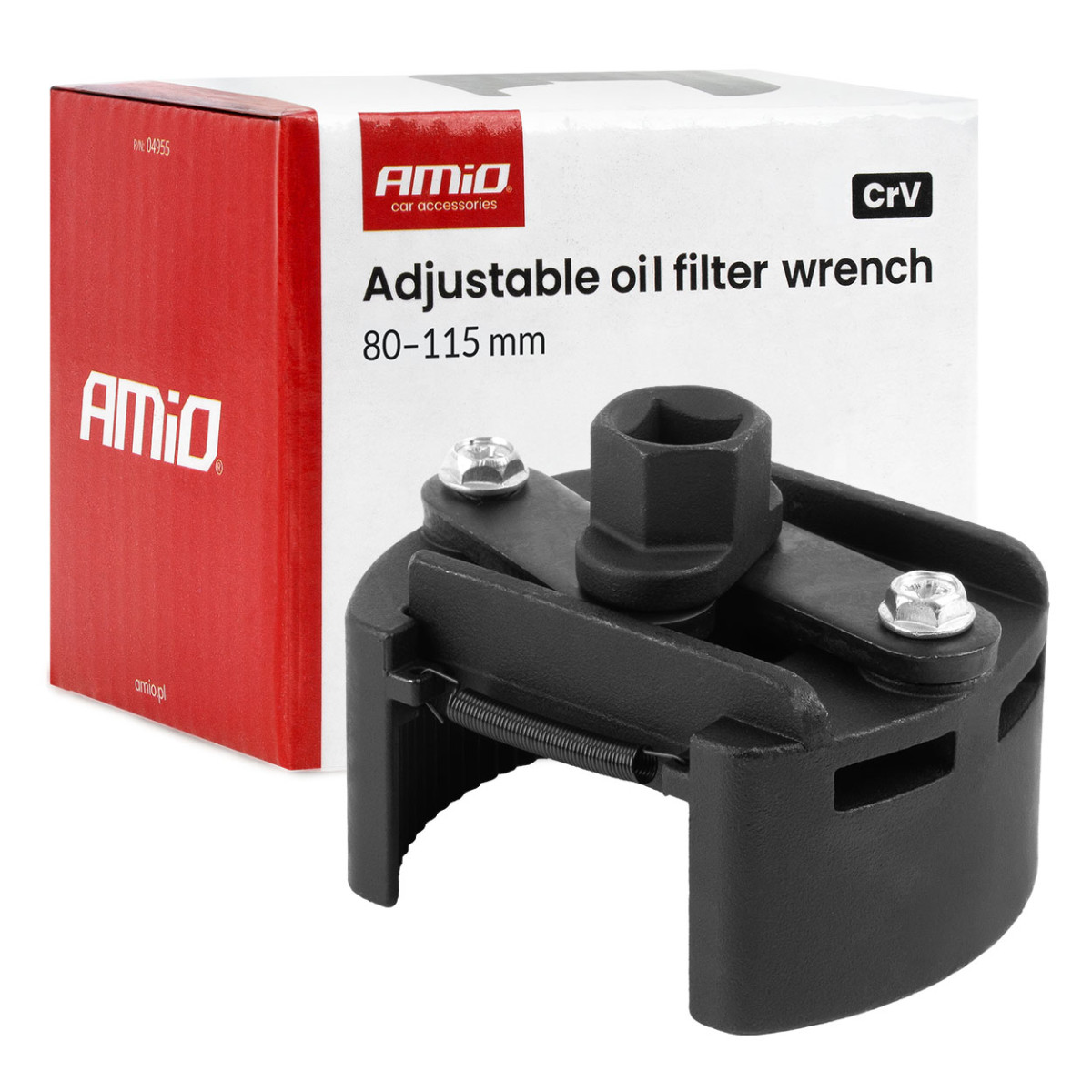 Verstellbarer Ölfilterschlüssel, 80-115 mm, CrV AMIO-04955